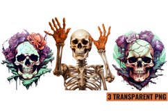 Watercolor Funny Halloween Skeleton sublimation , PNG Product Image 1