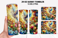 Dove Flower Skinny Tumbler 20oz Wrap Design, Easter Tumbler Product Image 1