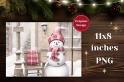 Christmas Cutting Board, Pink Snowman Cutting Board Template Product Image 1