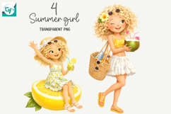 Whimsical Summer Fruit Girls Clipart, Summer Girls Clipart Product Image 1