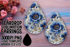 Sublimation Flower Fantasy Teardrop Earrings Product Image 1