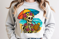 Colorful Skeleton Cocktail and Floral Crown Illustration Product Image 1