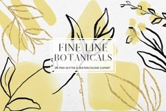 Fine Line Floral, Yellow Watercolour Clipart Product Image 1