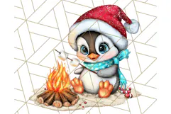 Christmas Penguins The Beach Clipart PNG, Tropical Holiday Product Image 5
