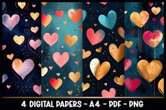 4 Digital Papers Hearts I Valentine's Day Papers Product Image 1