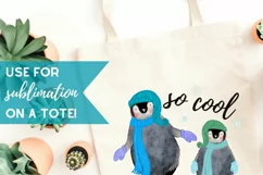 Bundled up Penguin Clip Art, Cute Watercolor Birds Design Product Image 2