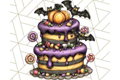 Whimsical Halloween Cake Clipart PNG, Spooky Desserts Product Image 5