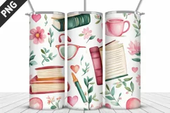 Book And Flowers Tumbler Design| Valentine Tumbler Wrap Product Image 2