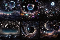 Magical holographic night sky printable digital papers Product Image 2