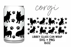 Corgi Glass Wrap SVG, 16oz Libbey Wrap SVG, Dog Mama SVG Product Image 1