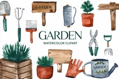 Watercolor garden clipart PNG Hand-painted garden, Gardening Product Image 1
