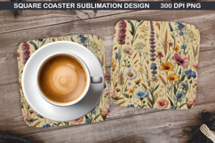Flowers Coaster Sublimation, Spring Coaster PNG Design Product Image 1