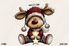 Cute Whimsical Christmas Reindeer Clipart Holiday PNG Product Image 1