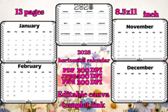 2028 horizontal calendar with flower frame Product Image 1