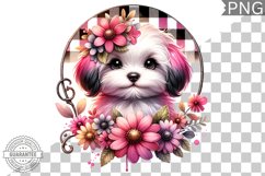 Dog With Flowers Sublimation - Clipart PNG Design Product Image 1