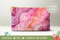 Pink Cosmetic Bag Design, Pink Marble Cosmetic Bag Product Image 1