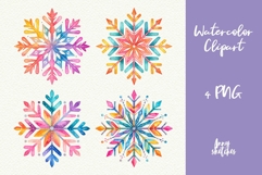 4 Disco Snowflakes Clipart Groovy Christmas PNG Product Image 1