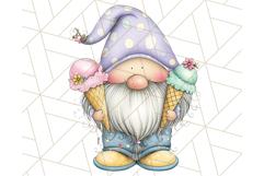Ice Cream Gnome Clipart PNG Summer Dessert Art, Summer Gnome Product Image 5
