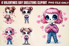 Valentines day skeletons Clipart PNG Product Image 1
