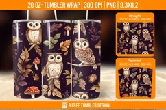Cute Owl Seemless Tumbler Wrap Designs, Sublimation Wrap Product Image 1