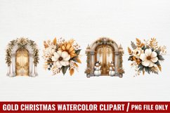 Gold Christmas Watercolor Clipart, Christmas Clipart Product Image 1