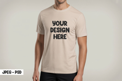 Beige T-Shirt Mockup PSD Front View Product Image 1