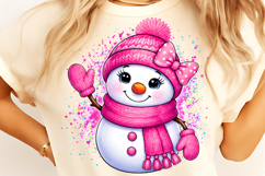 Pink Snowman PNG, Splatter Snowman PNG, Christmas PNG Product Image 12