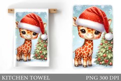 Cute Giraffe Kitchen Towel. Christmas Kitchen Towel Design Product Image 1