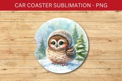 rounded car coaster - cute baby owl Product Image 1