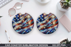 Flags Car Coaster Sublimation| 4th Of July Coaster PNG Product Image 1