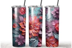 3D Summer Flower 20 oz Tumble Sublimation Wrap Product Image 1
