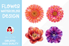 4 Watercolor Flower Heads Product Image 1