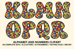 Autism Awareness Doodle Letters Puzzle Piece Alphabet PNG Product Image 3