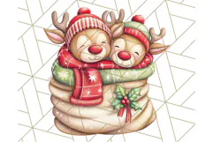 Santa Sleigh Ride Clipart PNG, Flying Reindeer Christmas Art Product Image 5
