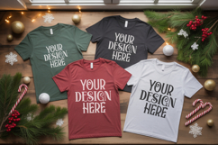 Christmas Family Matching Group T-Shirt Mockups | Holiday Fl Product Image 1