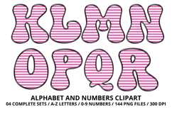 Stripes Alphabet Letters &amp; Numbers Clipart PNG 300DI Product Image 3