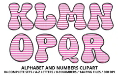 Stripes Alphabet Letters & Numbers Clipart PNG 300DI Product Image 3
