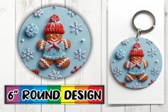 Festive 3D Gingerbread Round Design Keychain Christmas Product Image 1