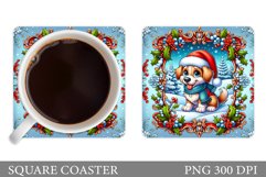 Cute Snowman Coaster Design. Christmas Coaster Sublimation Product Image 1