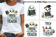 Trick or Teach PNG Digital Download, Cute Ghost Designs Product Image 1