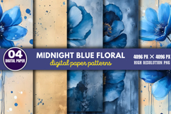 Midnight Blue Floral Backgrounds Bundle PNG Product Image 14
