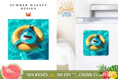 Funny Shark Magnet Sublimation, Summer Magnet Print Product Image 1