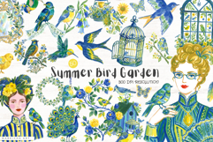 Botanical Summer Bird Garden Clipart Product Image 1