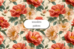 Watercolor Peony Floral Seamless Pattern Elegant Design Product Image 1