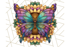 Stained Glass Butterfly and Sunflower PNG Clipart Product Image 5