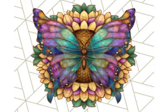 Stained Glass Butterfly and Sunflower PNG Clipart Product Image 5
