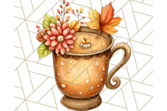 Fall Drink Clipart PNG, Cozy Autumn Cocoa and Latte Art Product Image 5