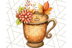Fall Drink Clipart PNG, Cozy Autumn Cocoa and Latte Art Product Image 5