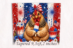 Patriotic Chicken Tumbler Wrap 20oz PNG, Sublimation Design Product Image 2