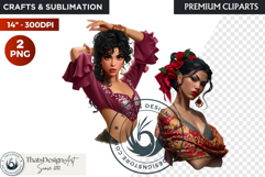 Spanish Flamenco dancer woman Clipart, Sevillana Product Image 1